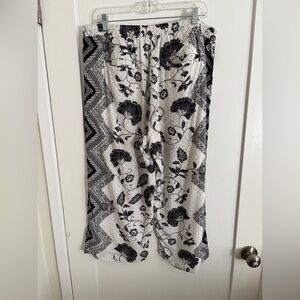 Anthropologie Black-and-White Floral Capris